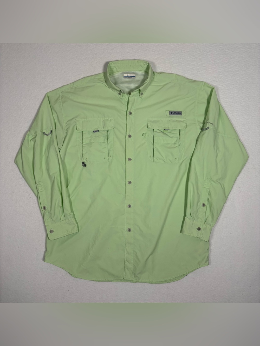 Columbia Sportswear PFG Mens Fishing Rain Jacket Size Large Tall Green #J0094